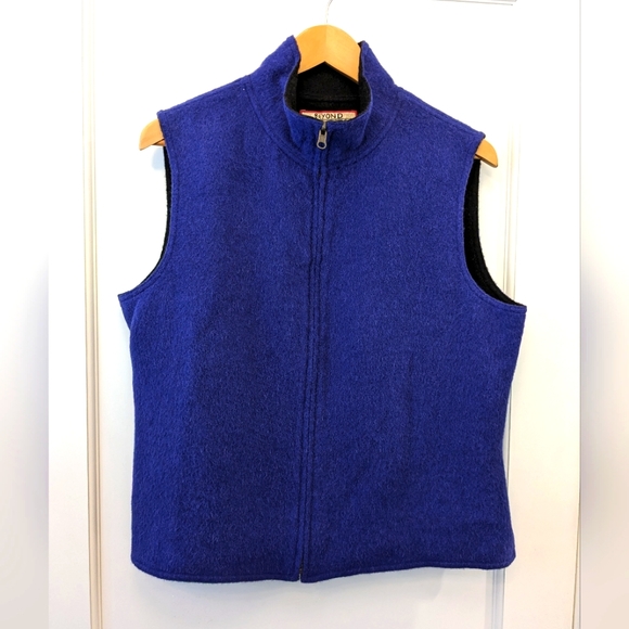 Beyond Threads Vest Alpaca Wool Blue Black  Zip Womens L Cabincore Outdoor Warm - Picture 1 of 11